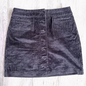 Wilfred Charcoal Black Corduroy Button-Front Mini Skirt